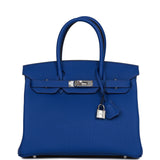 Hermes Birkin 30 Bleu Royal Togo Palladium Hardware