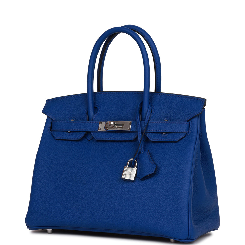 Hermes Birkin 30 Bleu Royal Togo Palladium Hardware