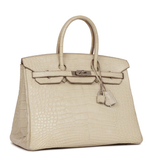 Hermes Birkin 35 Beton Matte Alligator Palladium Hardware