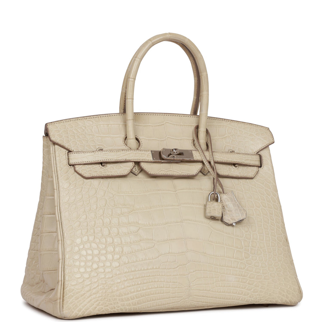 Hermes Birkin 35 Beton Matte Alligator Palladium Hardware