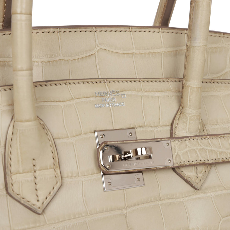 Hermes Birkin 35 Beton Matte Alligator Palladium Hardware