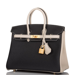 Hermes Special Order (HSS) Birkin 25 Black and Craie Togo Brushed Gold Hardware - Payment 1 for VG