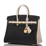 Hermes Special Order (HSS) Birkin 25 Black and Craie Togo Brushed Gold Hardware - Payment 2 for VG