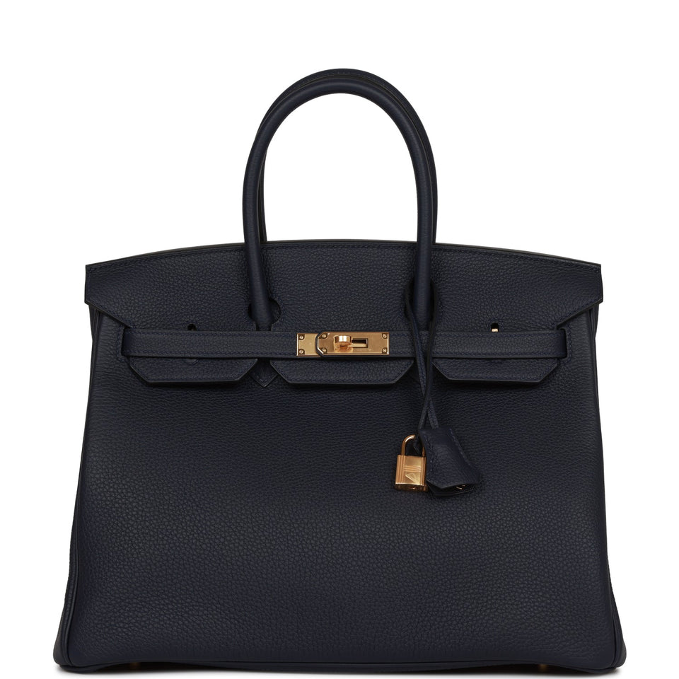 Hermes Birkin 35 Bleu Nuit Togo Gold Hardware