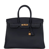 Hermes Birkin 35 Bleu Nuit Togo Gold Hardware