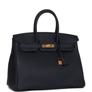 Hermes Birkin 35 Bleu Nuit Togo Gold Hardware
