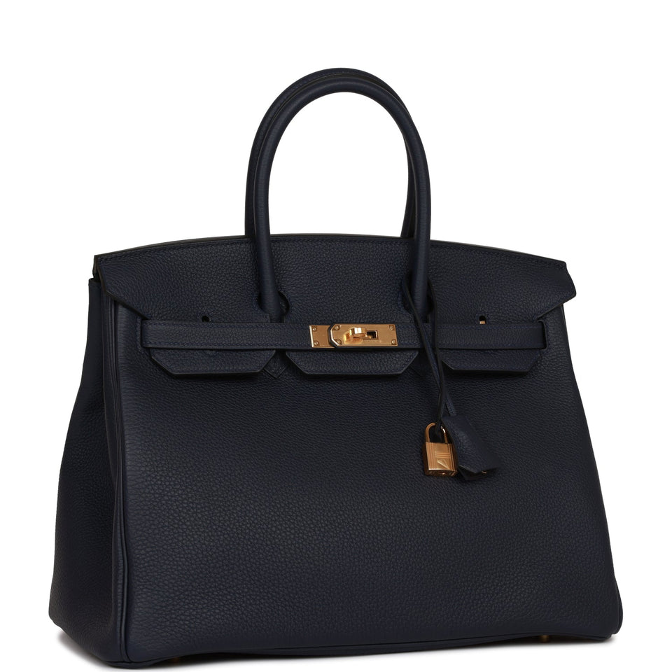Hermes Birkin 35 Bleu Nuit Togo Gold Hardware