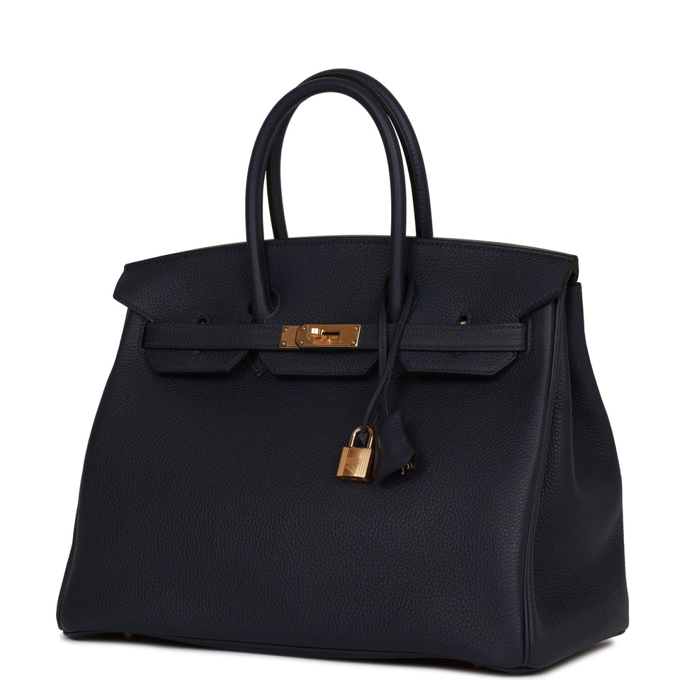Hermes Birkin 35 Bleu Nuit Togo Gold Hardware