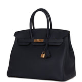 Hermes Birkin 35 Bleu Nuit Togo Gold Hardware