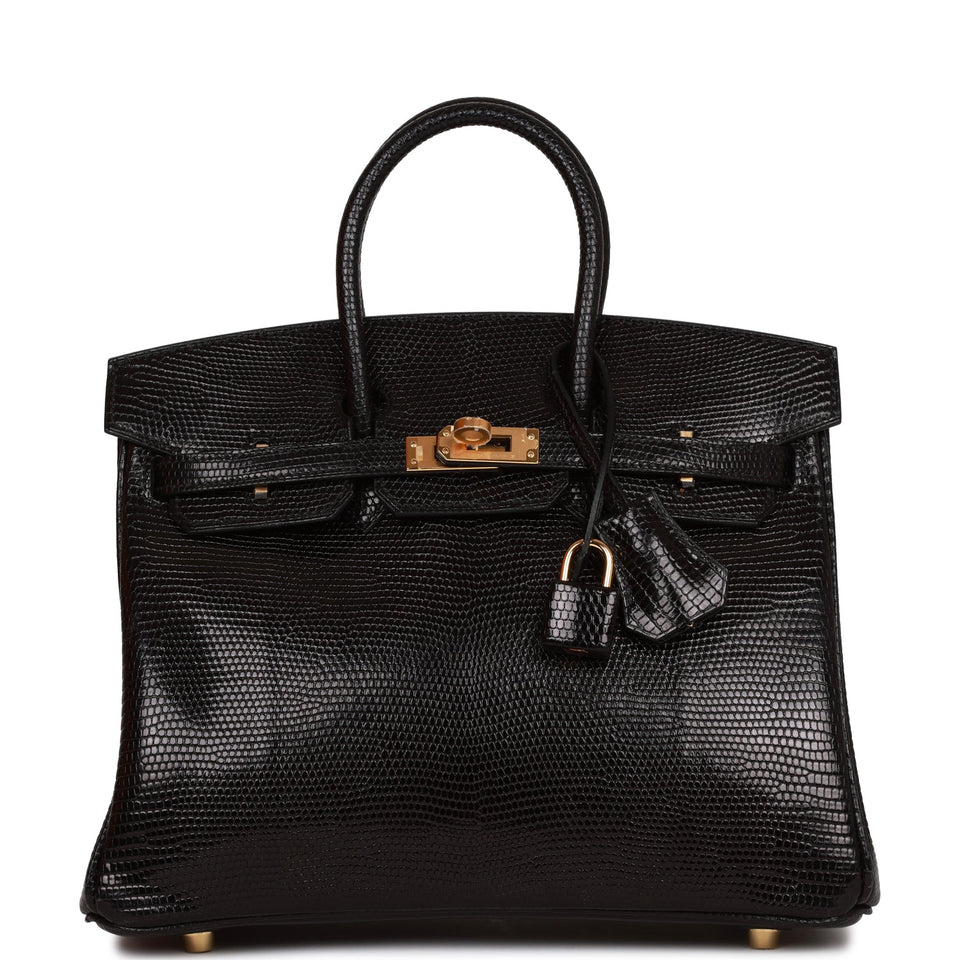 Hermes Birkin 25 Black Lizard Gold Hardware