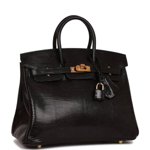 Hermes Birkin 25 Black Lizard Gold Hardware