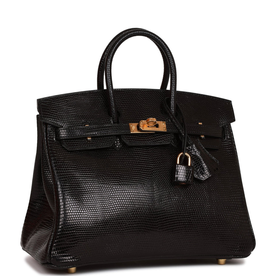 Hermes Birkin 25 Black Lizard Gold Hardware