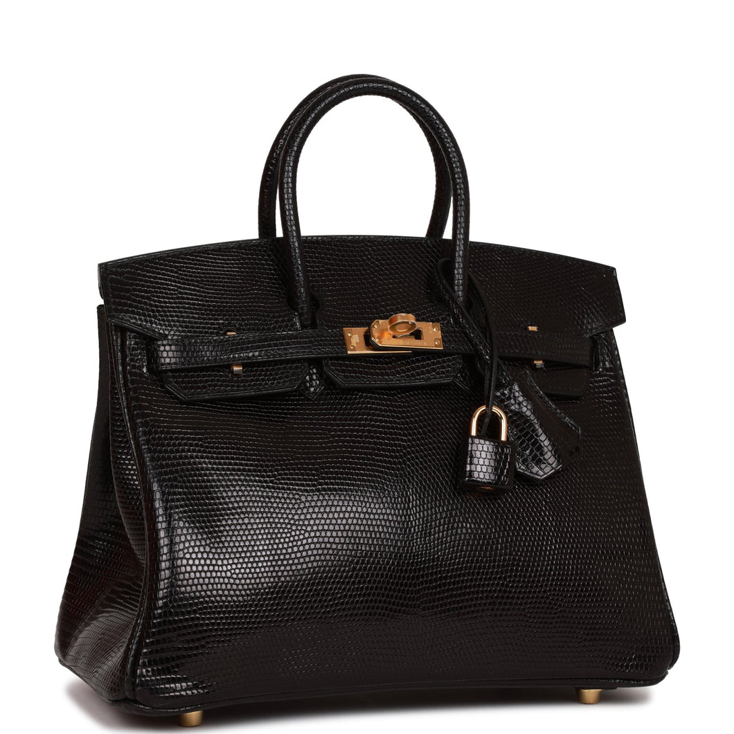 Hermes Birkin 25 Black Lizard Gold Hardware