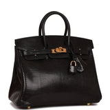 Hermes Birkin 25 Black Lizard Gold Hardware