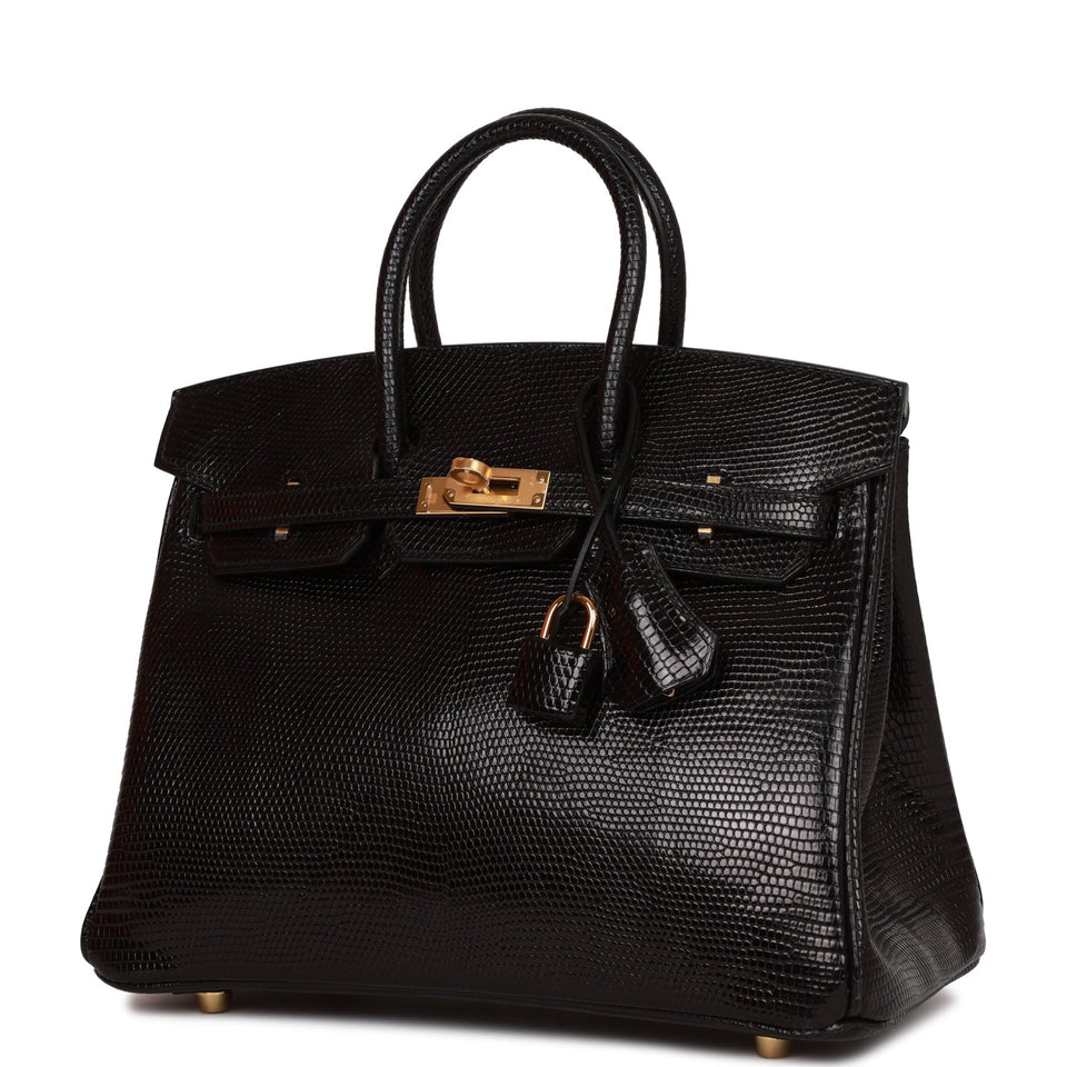 Hermes Birkin 25 Black Lizard Gold Hardware