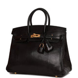 Hermes Birkin 25 Black Lizard Gold Hardware