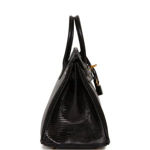 Hermes Birkin 25 Black Lizard Gold Hardware