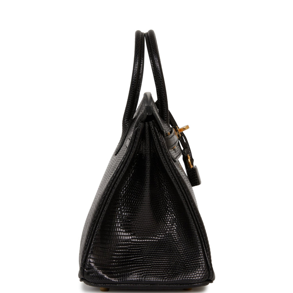 Hermes Birkin 25 Black Lizard Gold Hardware