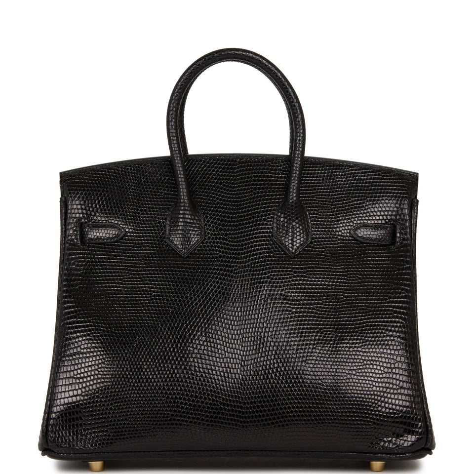 Hermes Birkin 25 Black Lizard Gold Hardware