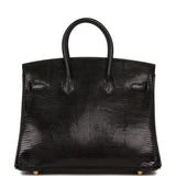 Hermes Birkin 25 Black Lizard Gold Hardware