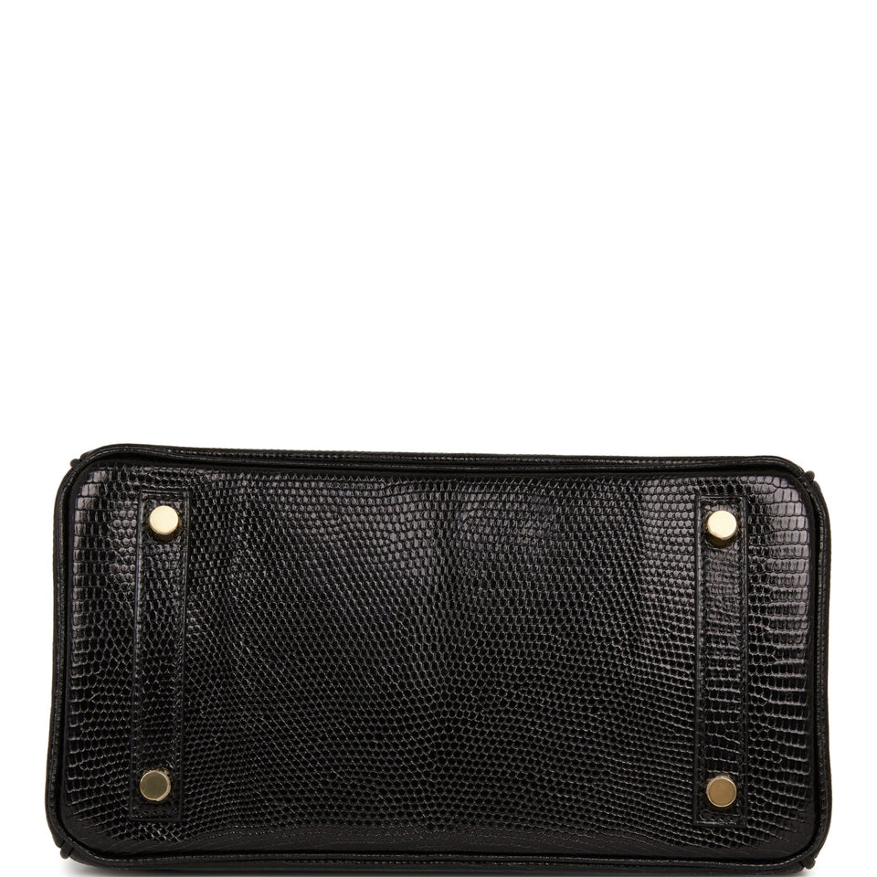 Hermes Birkin 25 Black Lizard Gold Hardware
