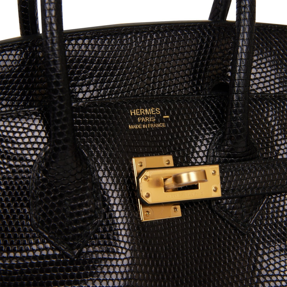 Hermes Birkin 25 Black Lizard Gold Hardware