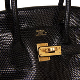 Hermes Birkin 25 Black Lizard Gold Hardware
