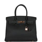 Hermes Birkin 30 Black Togo Rose Gold Hardware