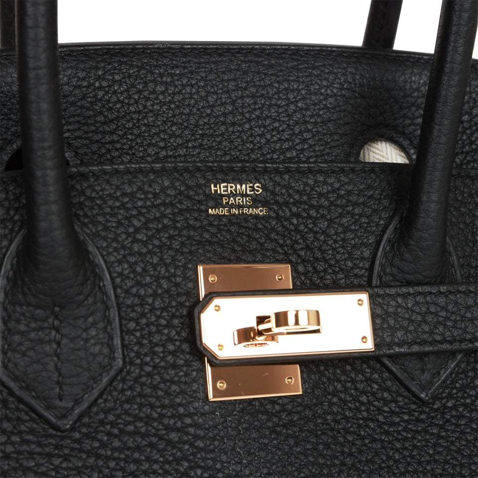 Hermes Birkin 30 Black Togo Rose Gold Hardware