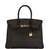 Hermes Birkin 30 Black Togo Gold Hardware