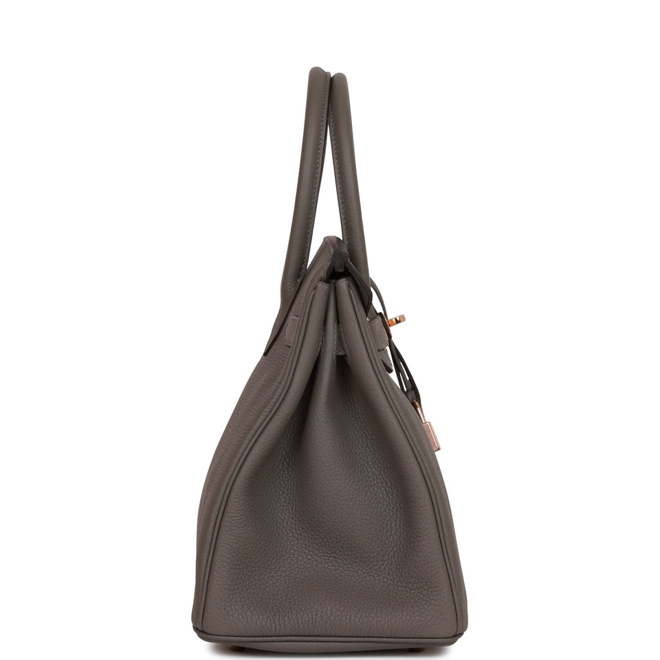 Hermes Birkin 30 Gris Meyer Togo Rose Gold Hardware