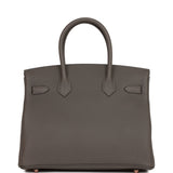 Hermes Birkin 30 Gris Meyer Togo Rose Gold Hardware