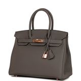 Hermes Birkin 30 Gris Meyer Togo Rose Gold Hardware