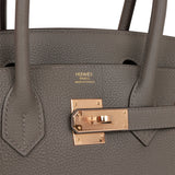 Hermes Birkin 30 Gris Meyer Togo Rose Gold Hardware
