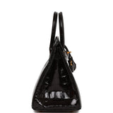Hermes Birkin 25 Black Shiny Porosus Crocodile Gold Hardware