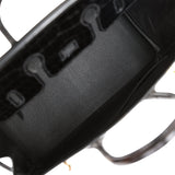 Hermes Birkin 25 Black Shiny Porosus Crocodile Gold Hardware