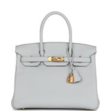 Hermes Birkin 30 Bleu Pale Clemence Gold Hardware