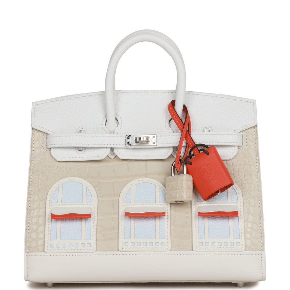 Hermes Sac Faubourg Birkin 20 White Matte Alligator Palladium Hardware