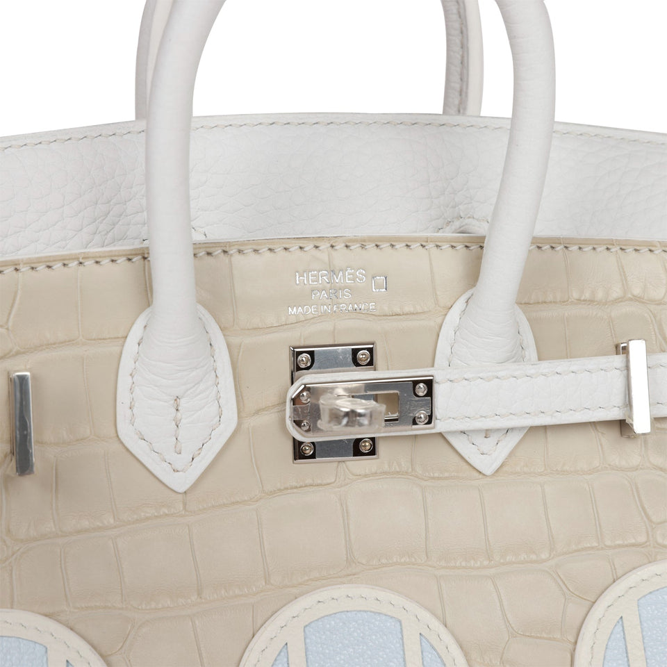 Hermes Sac Faubourg Birkin 20 White Matte Alligator Palladium Hardware