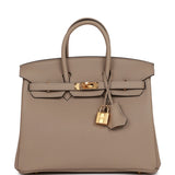Hermes Birkin 25 Gris Tourterelle Togo Gold Hardware