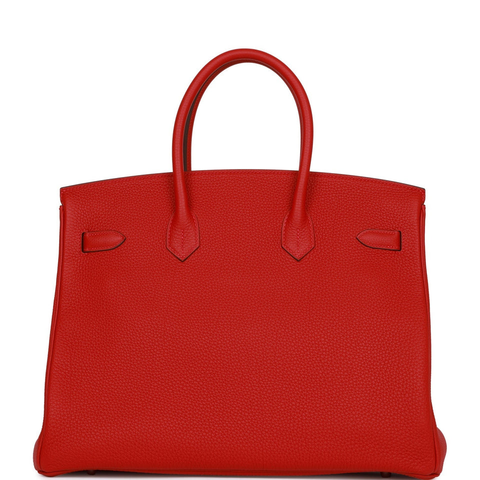Hermes Birkin 35 Rouge Casaque Togo Palladium Hardware