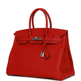 Hermes Birkin 35 Rouge Casaque Togo Palladium Hardware