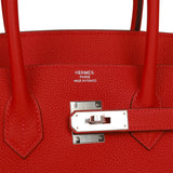 Hermes Birkin 35 Rouge Casaque Togo Palladium Hardware
