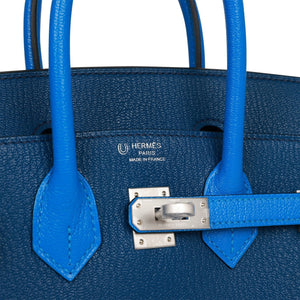 Hermes Special Order (HSS) Birkin 25 Bleu Hydra and Bleu Saphir Chèvre Brushed Palladium Hardware