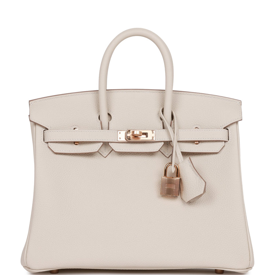Hermes Birkin 25 Craie Togo Rose Gold Hardware