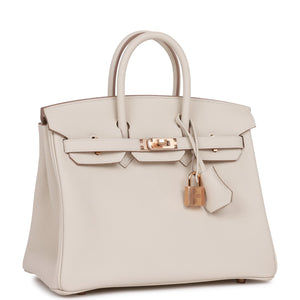 Hermes Birkin 25 Craie Togo Rose Gold Hardware