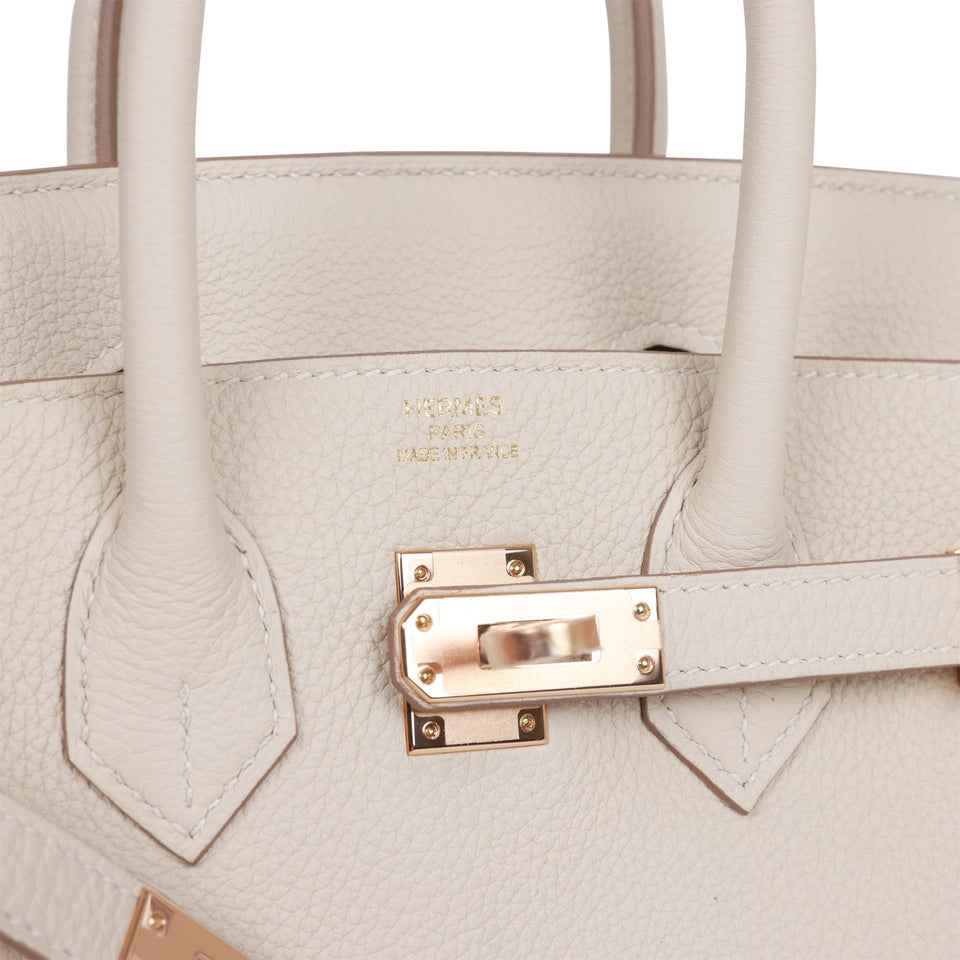 Hermes Birkin 25 Craie Togo Rose Gold Hardware