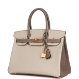 Hermes Special Order (HSS) Birkin 30 Craie and Gris Asphalte Epsom Brushed Gold Hardware