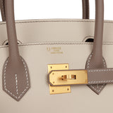 Hermes Special Order (HSS) Birkin 30 Craie and Gris Asphalte Epsom Brushed Gold Hardware