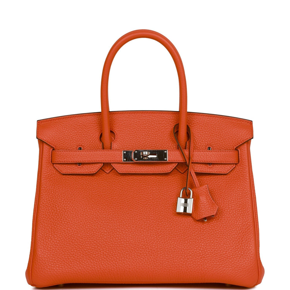 Hermes Birkin 30 Orange Poppy Verso Clemence Palladium Hardware